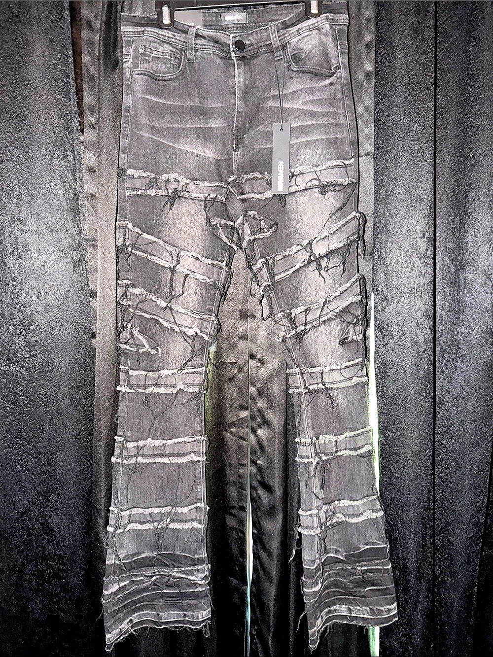 NOVAMEN Distressed Skinny Stacked Jeans washed black Waist 32 NWT